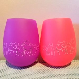 Happy Cats Cat Lady Silicone Wine Cups NWOT